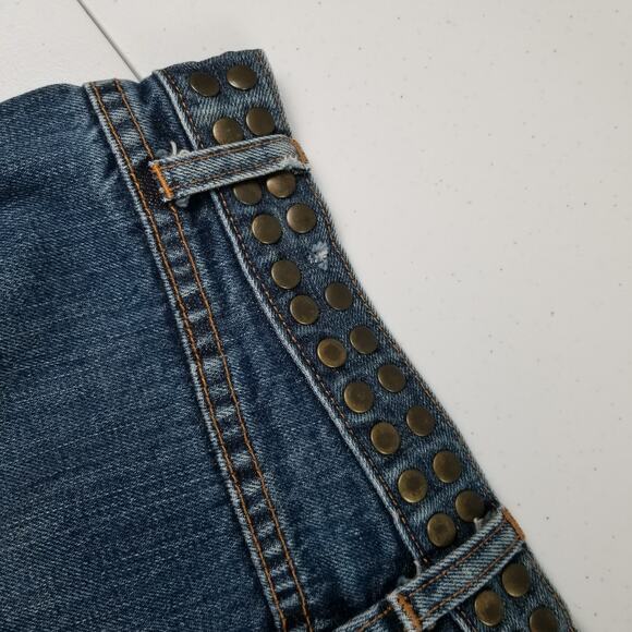 J. Crew Blue Denim Jeans Brass Studded Rivet Waistband Vintage Size 4 - Picture 3 of 4